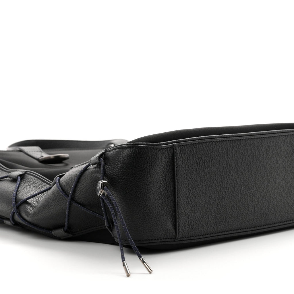 X SACAI Nylon Grained Calfskin Saddle Tote Black