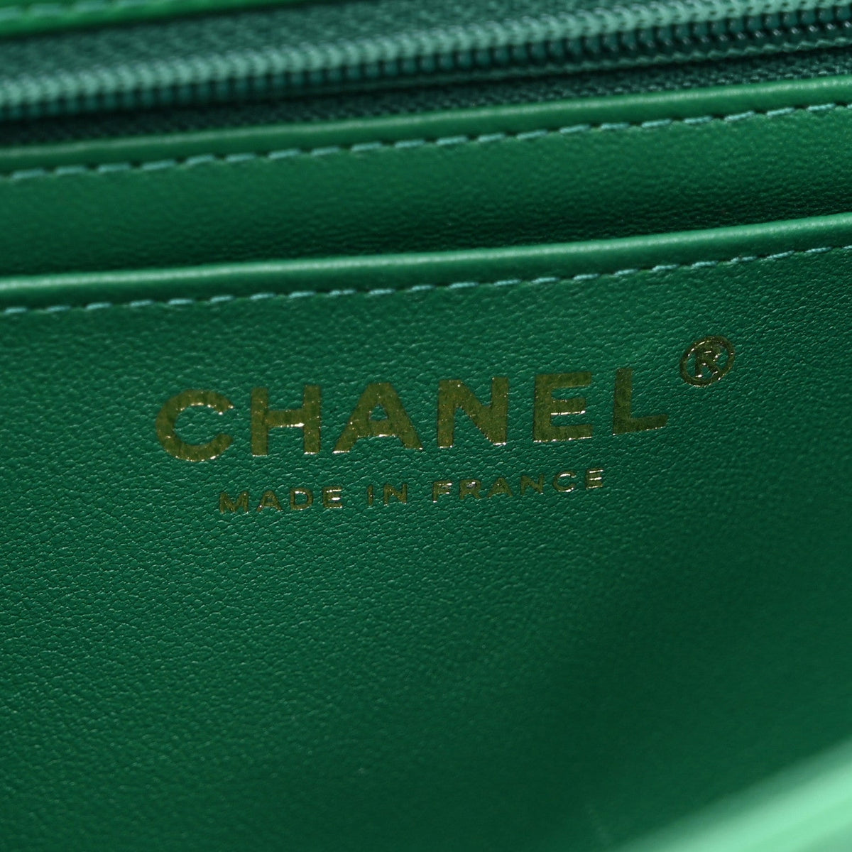 Lambskin Quilted Mini Top Handle Rectangular Flap Green