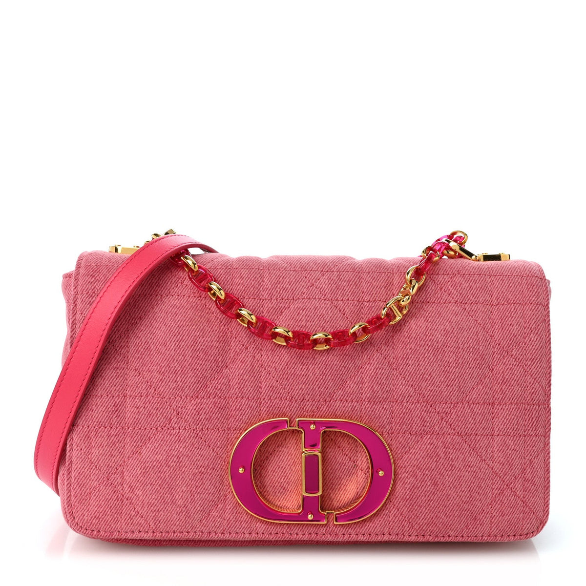 Denim Macrocannage Medium Caro Bag Fuchsia Multicolor