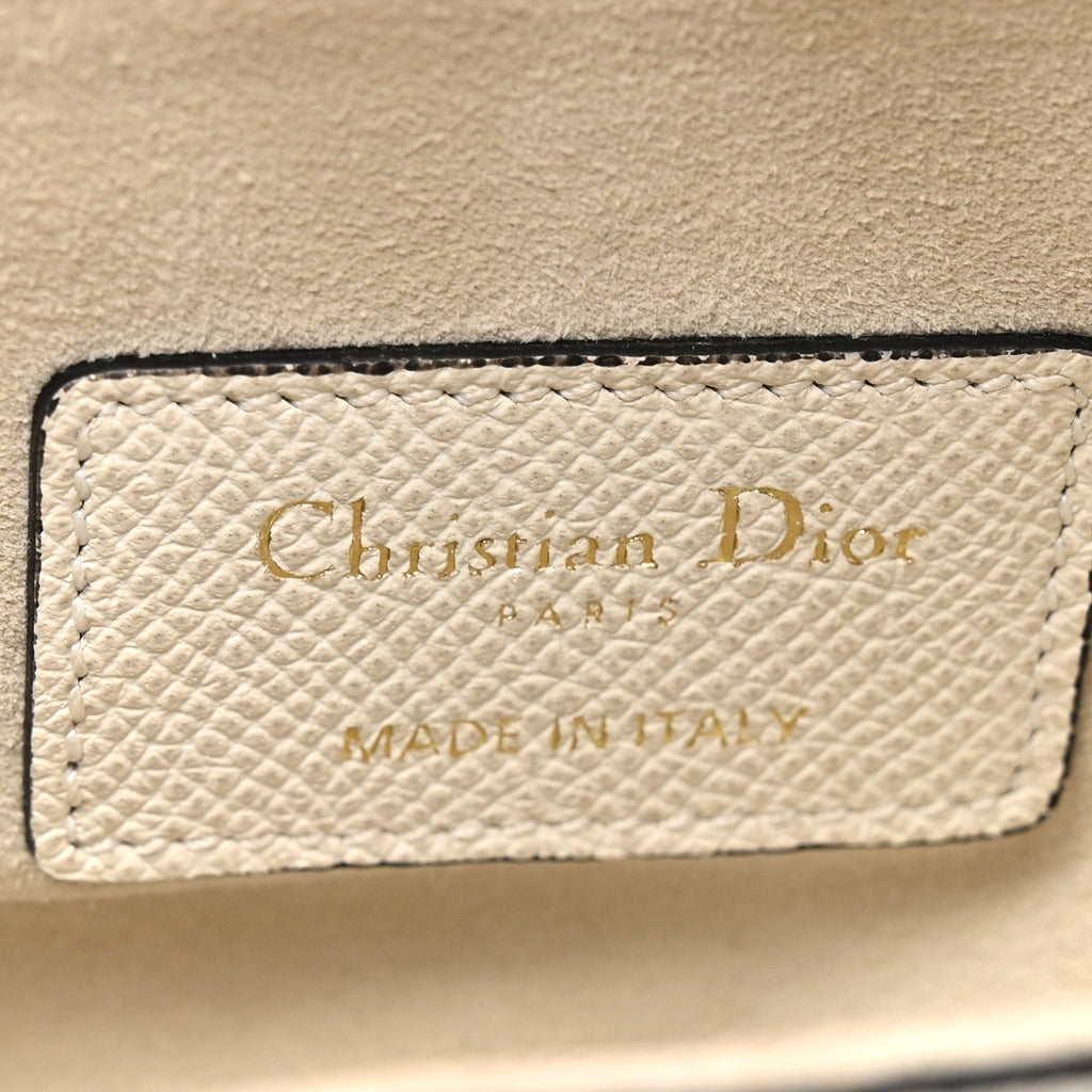 Grained Calfskin Mini Saddle Bag White