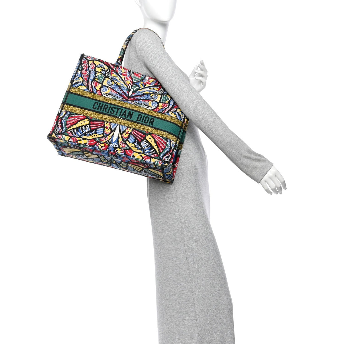 Canvas Embroidered Butterfly Book Tote Black Multicolor