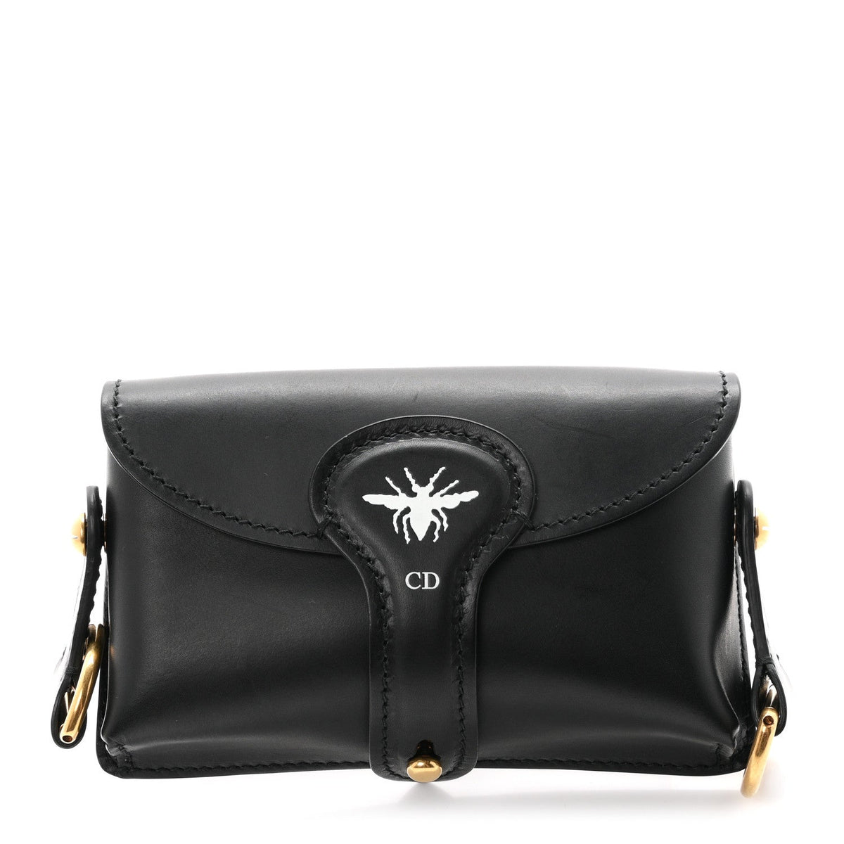 Grained Calfskin D-Bee Shoulder Bag Black