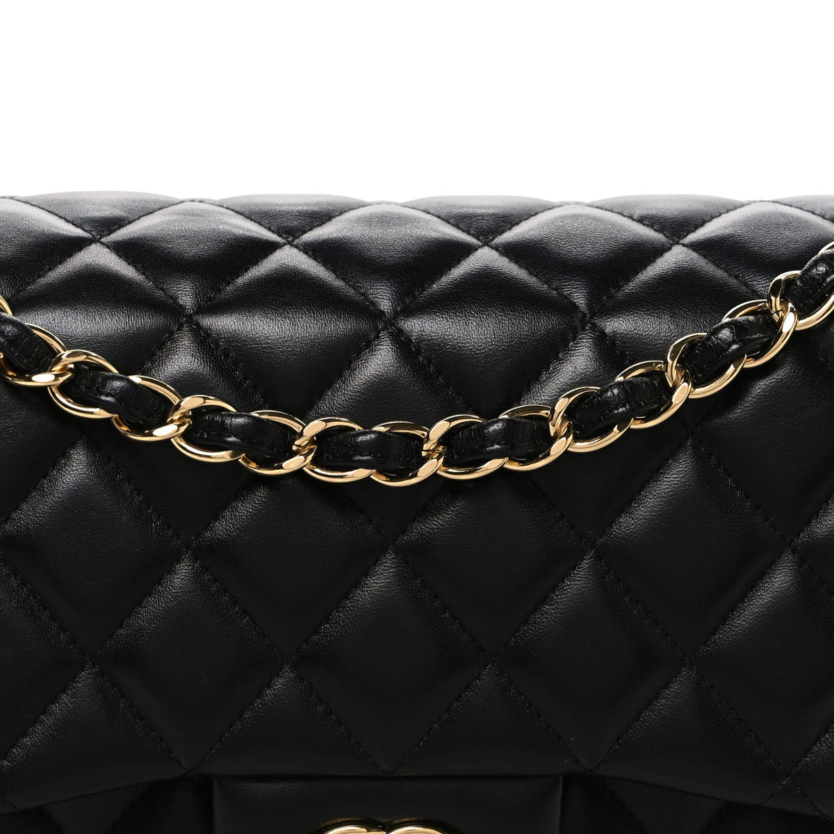 Lambskin Quilted Jumbo Double Flap Black