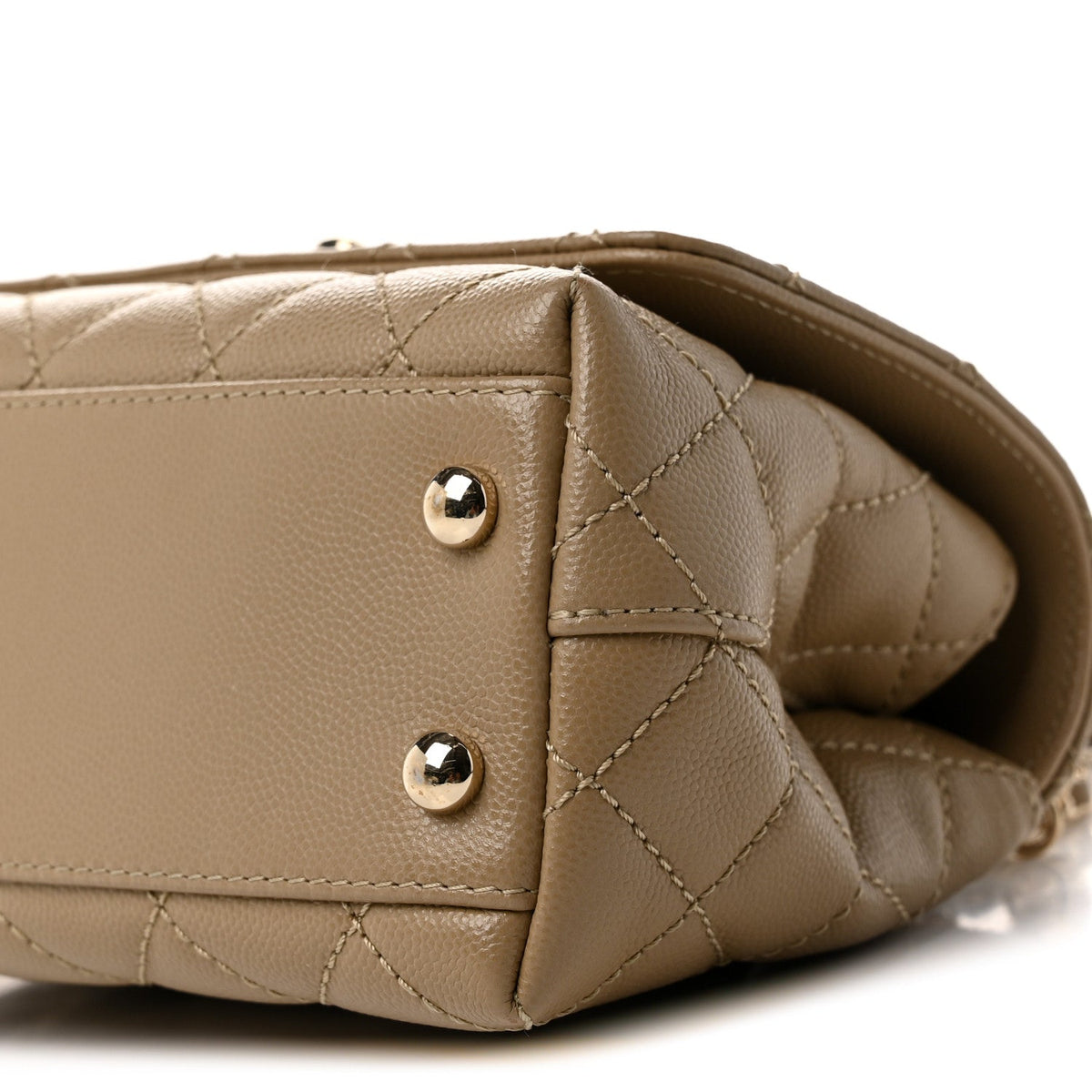 Caviar Lizard Embossed Quilted Extra Mini Coco Handle Flap Dark Beige