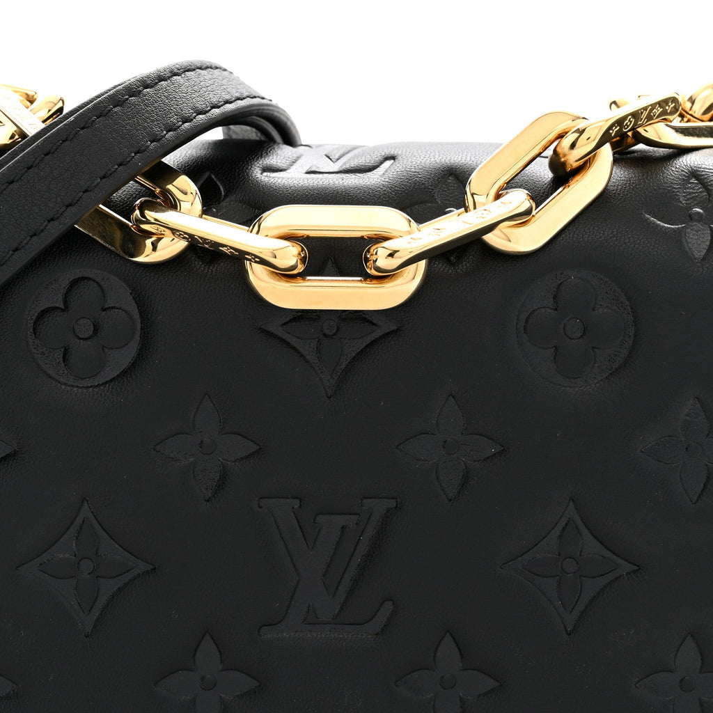 Lambskin Embossed Monogram Pochette Coussin Crossbody Black