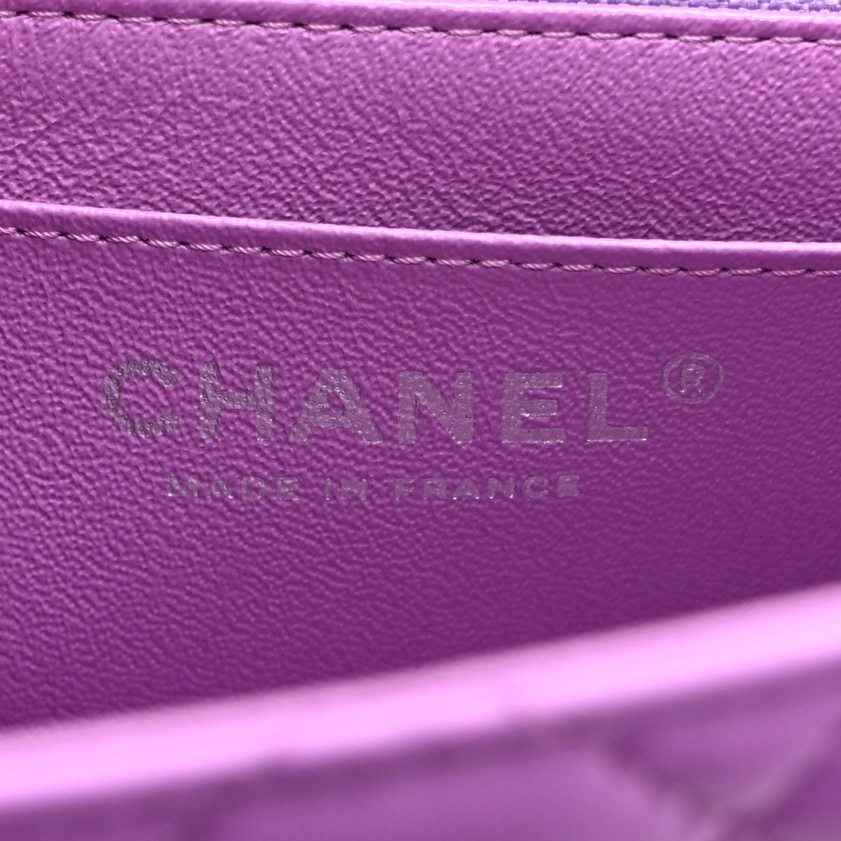 Lambskin Quilted Mini Square Flap Purple
