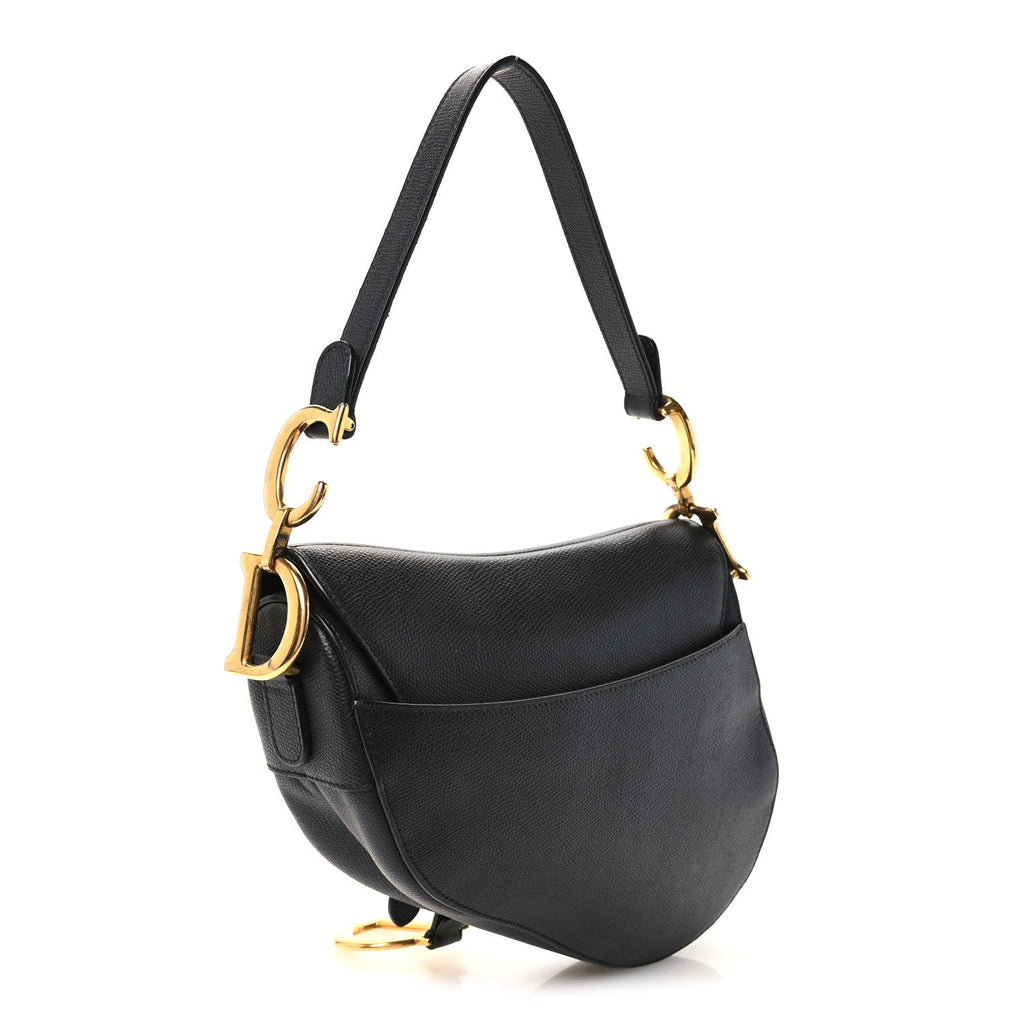 Grained Calfskin Saddle Bag Black