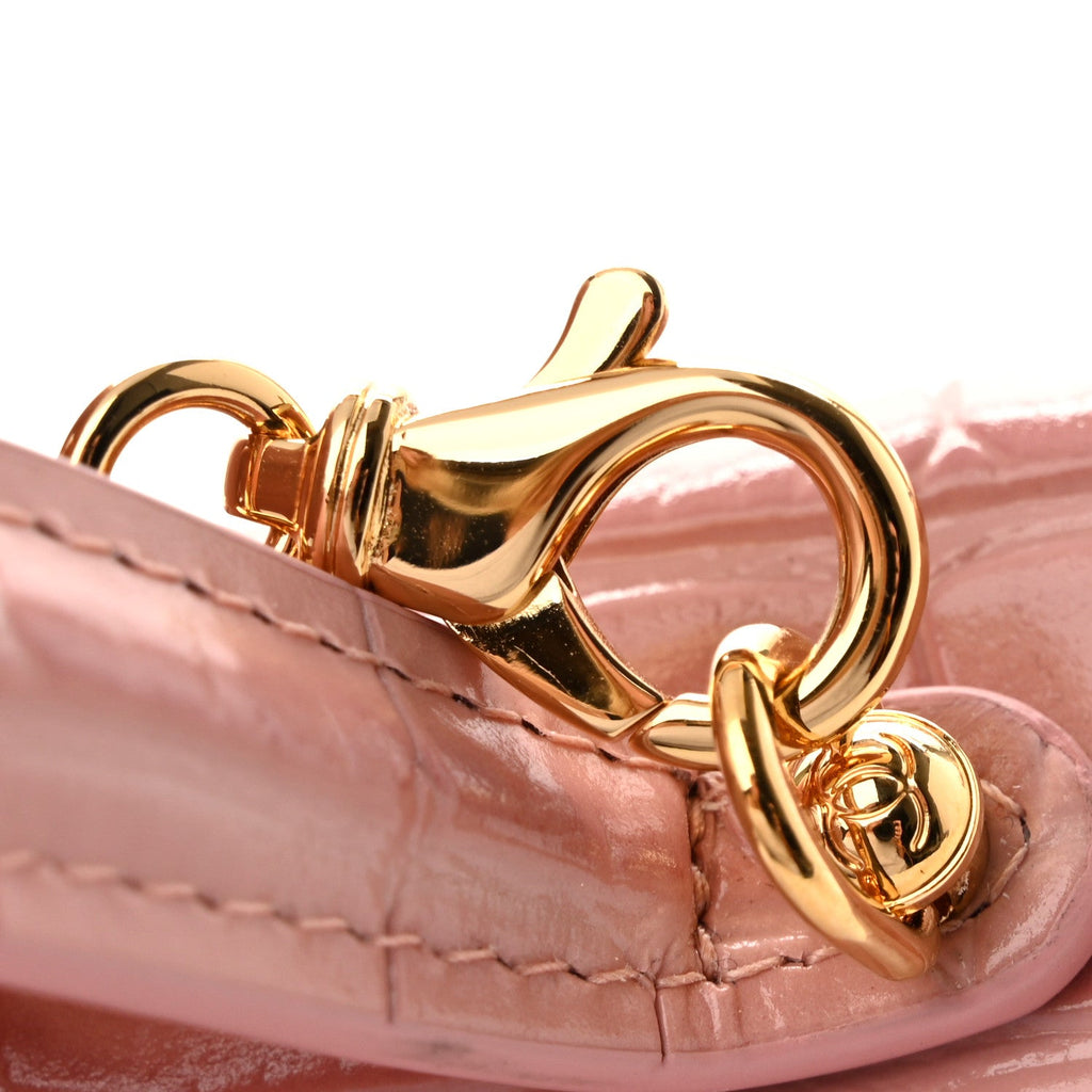 Calfskin Crocodile Embossed Crococo Exoticoco Vanity With Chain Light Pink