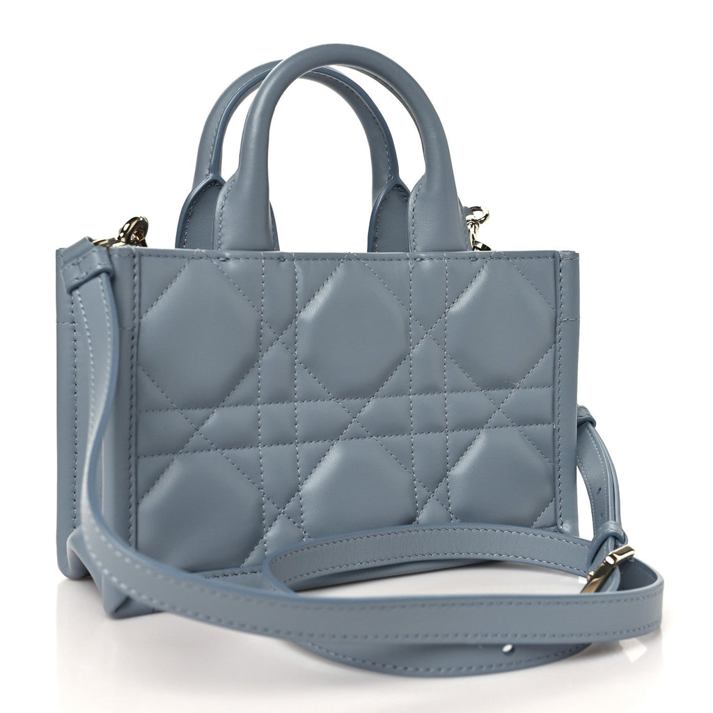 Calfskin Macrocannage Mini Book Tote Cloud Blue