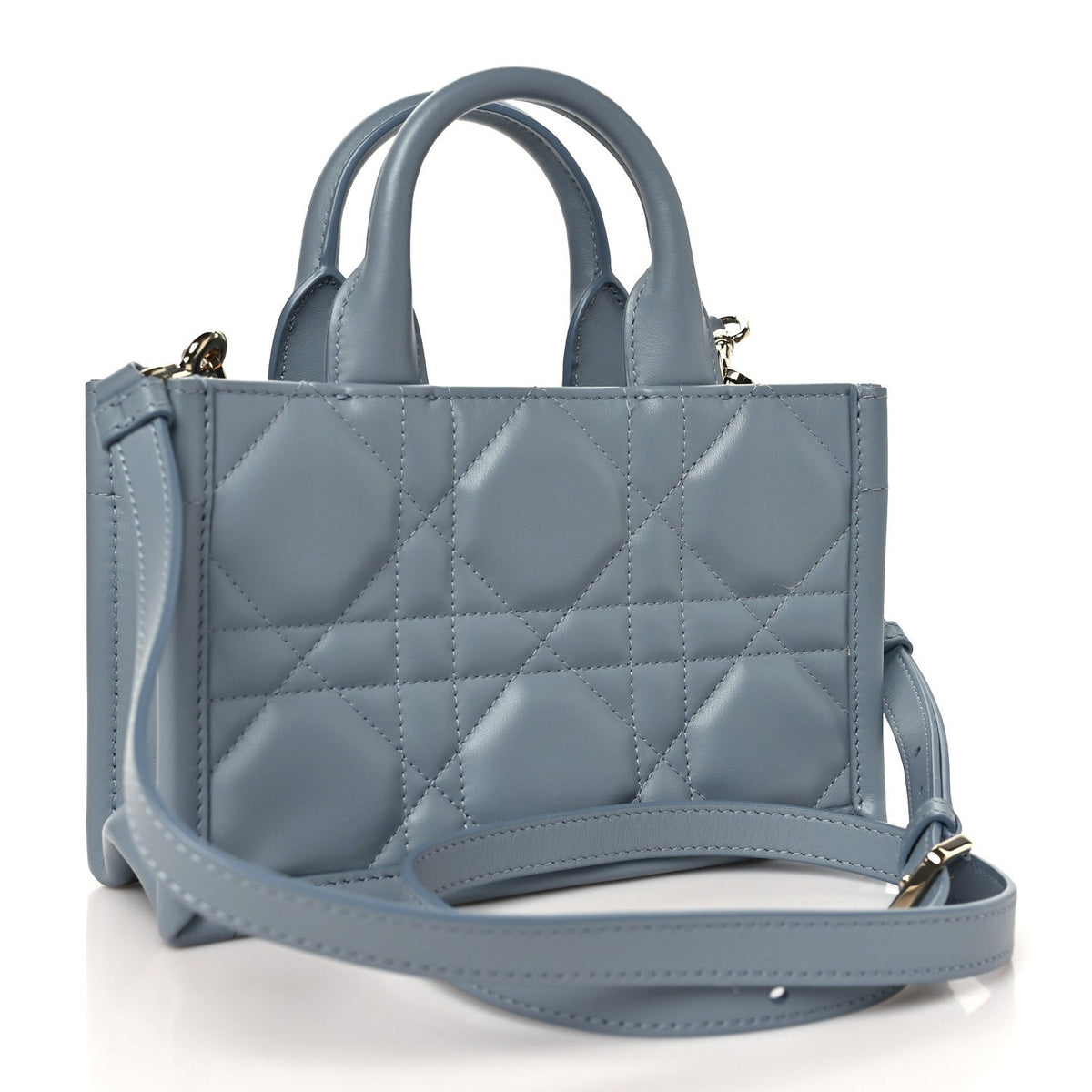 Calfskin Macrocannage Mini Book Tote Cloud Blue