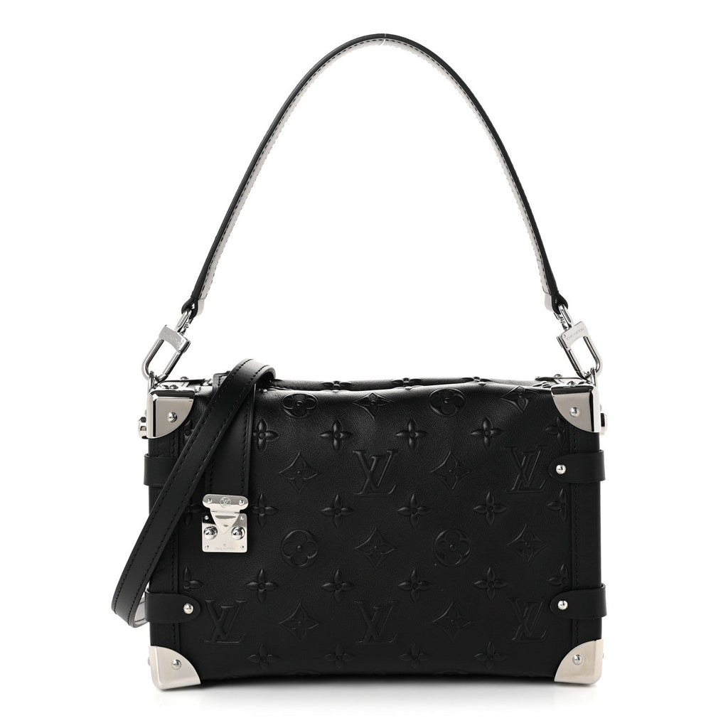 Calfskin Debossed Monogram Side Trunk Black