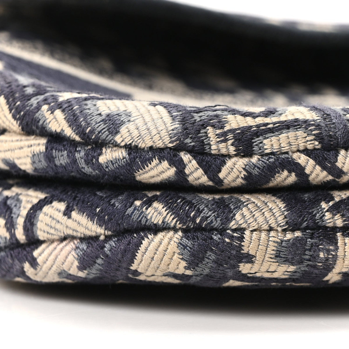 Oblique Embroidered Saddle Bag Blue