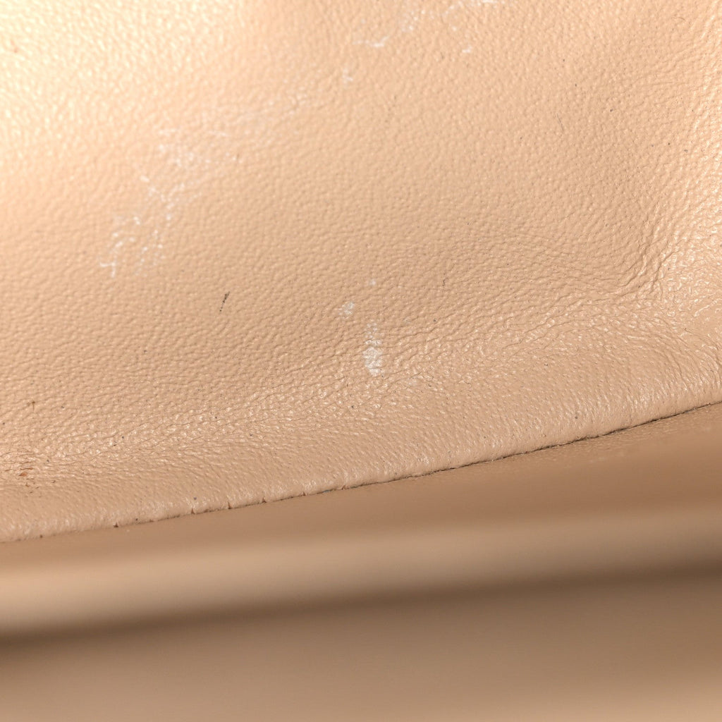 Caviar Quilted Jumbo Double Flap Light Beige