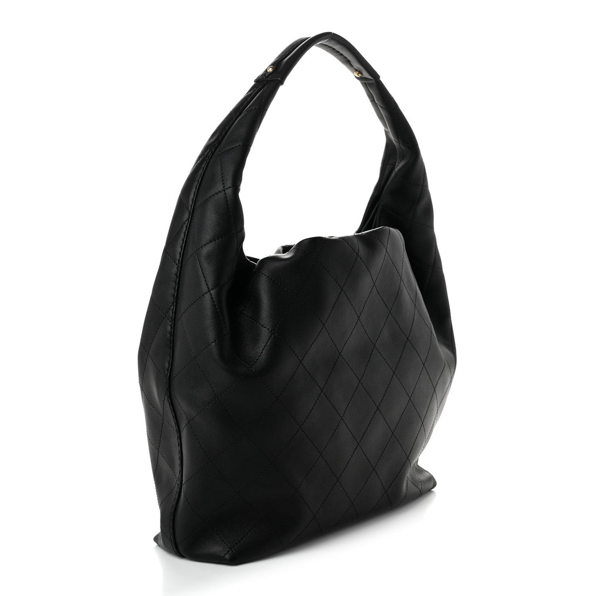 Calfskin Quilted Maxi Hobo Black