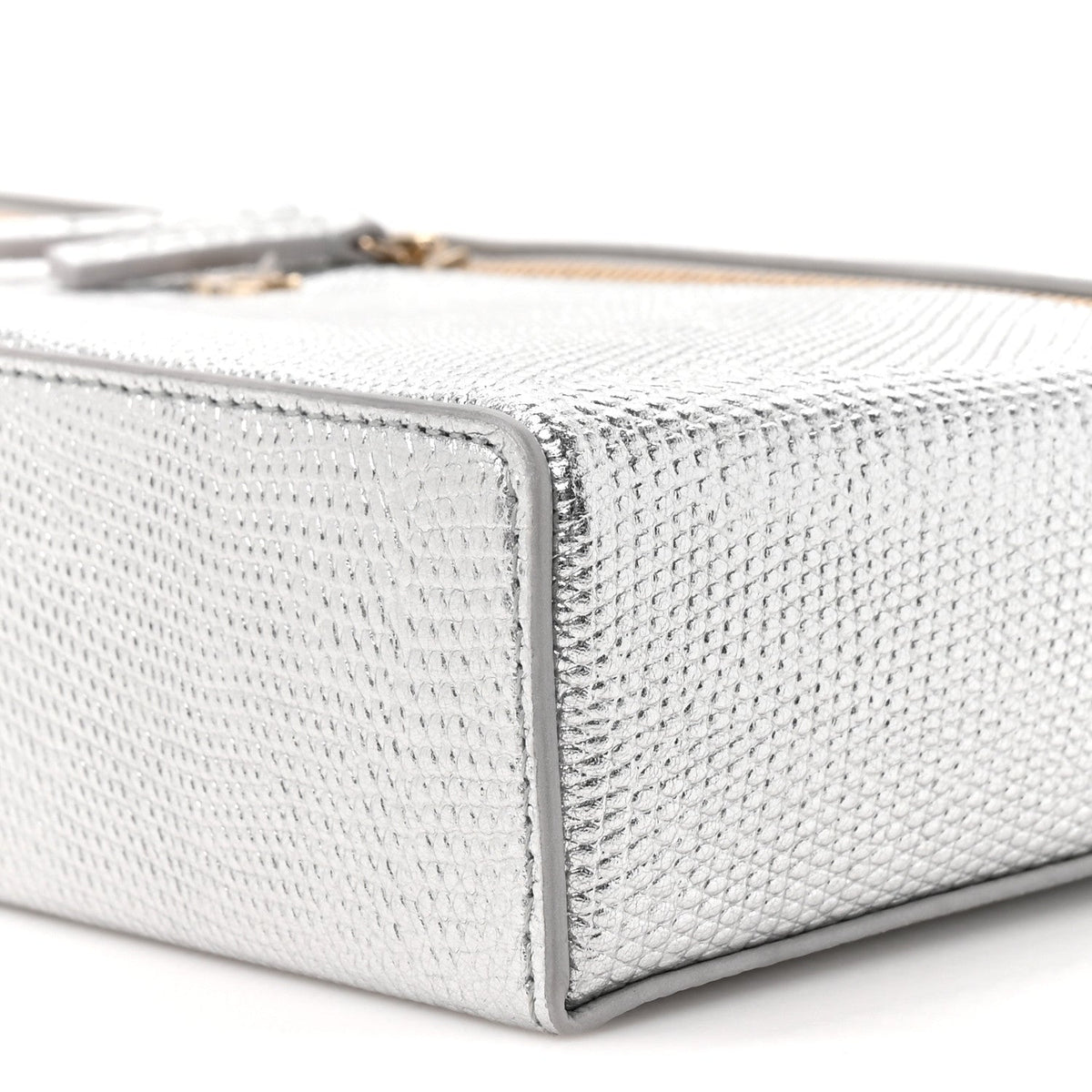 Lizard Embossed Calfskin Exoticoco Long Vanity With Chain Silvery