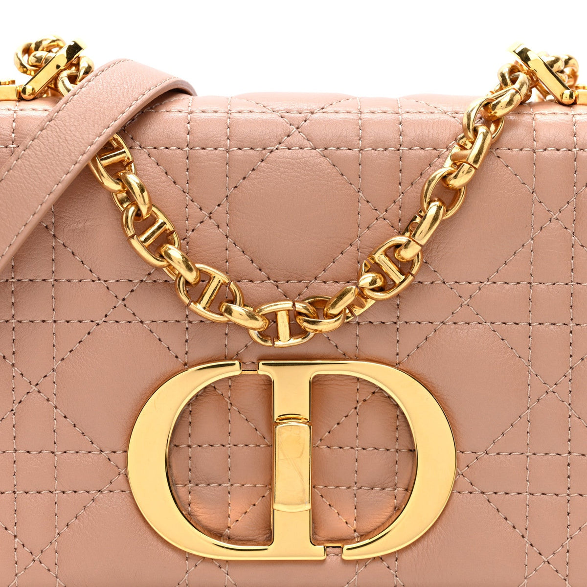 Grained Calfskin Cannage Small Caro Bag Rose De Vents