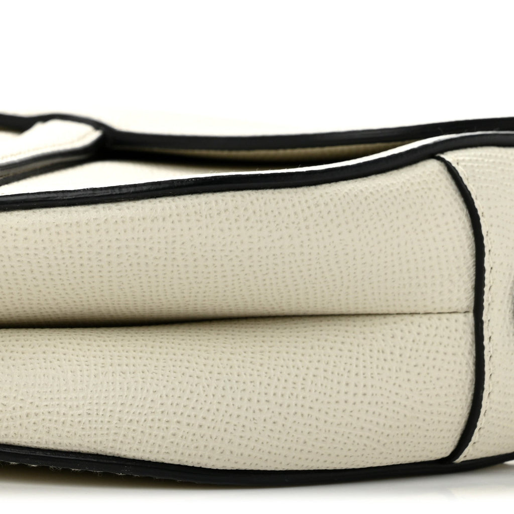 Grained Calfskin Saddle Bag White