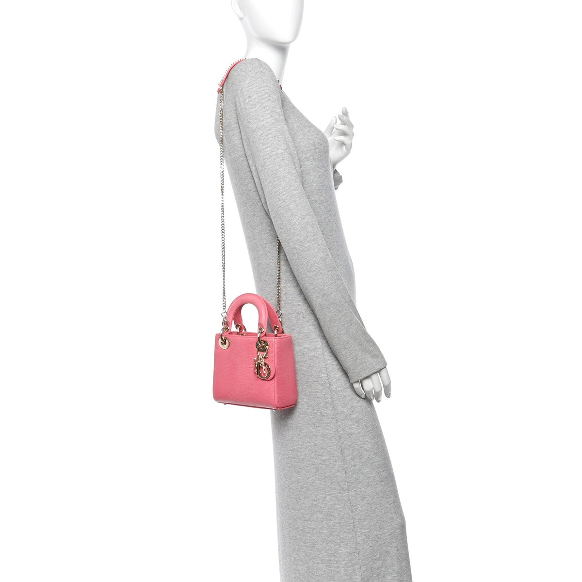 Lizard Mini Lady Dior Pink