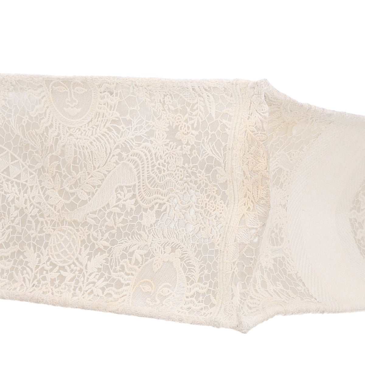 Embroidered 3D Macrame D-Lace Butterfly Medium Book Tote White