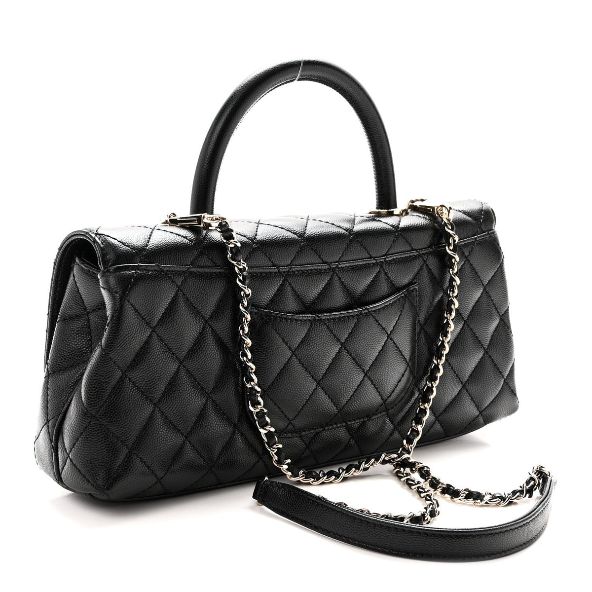 Caviar Quilted Maxi East West Coco Handle Flap Black