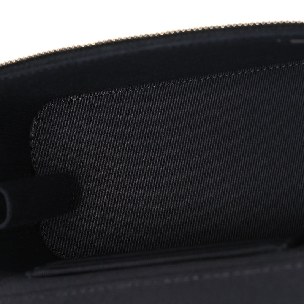 Lambskin Quilted Small Top Handle Vanity Case With Chain Black