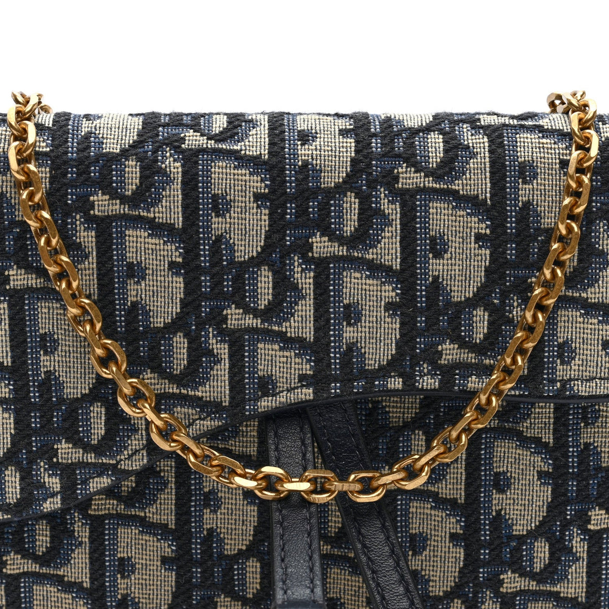 Oblique Saddle Chain Long Wallet Blue