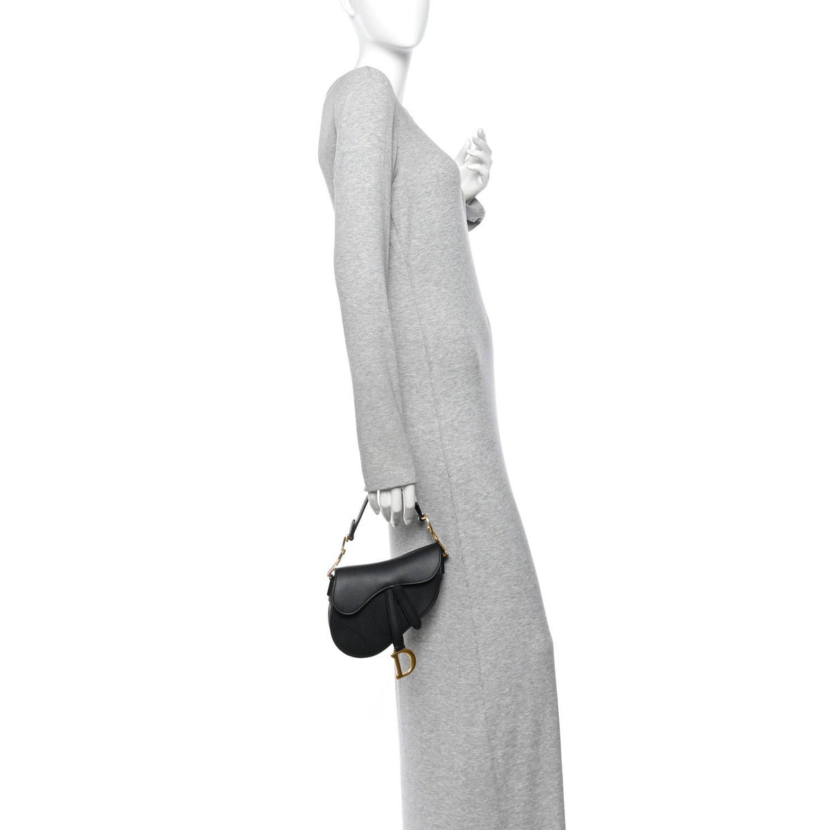 Grained Calfskin Mini Saddle Bag Black