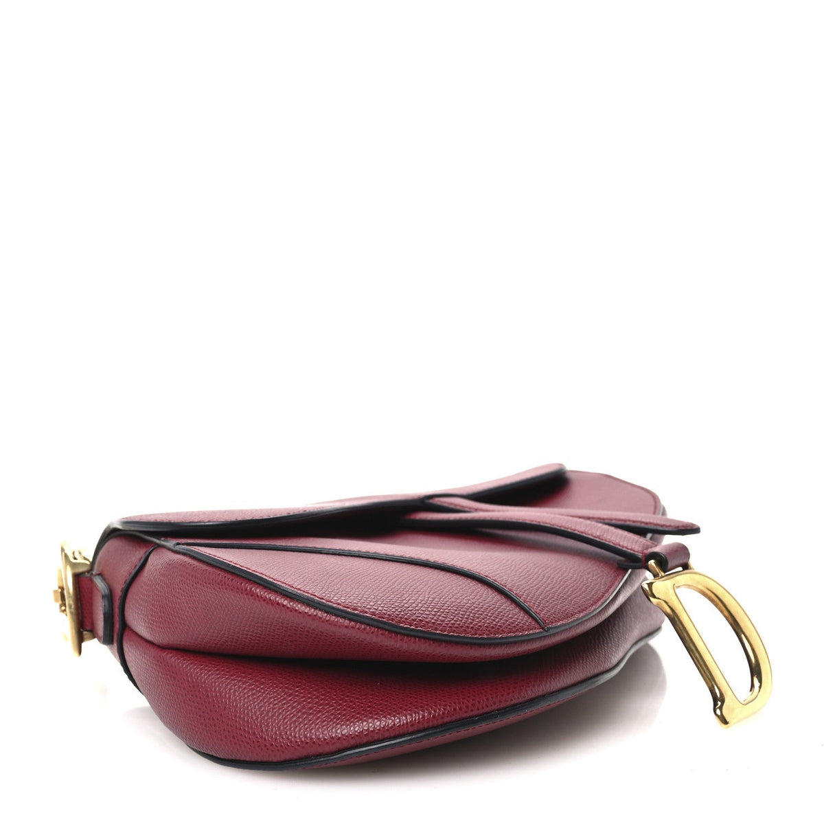 Grained Calfskin Saddle Bag Red