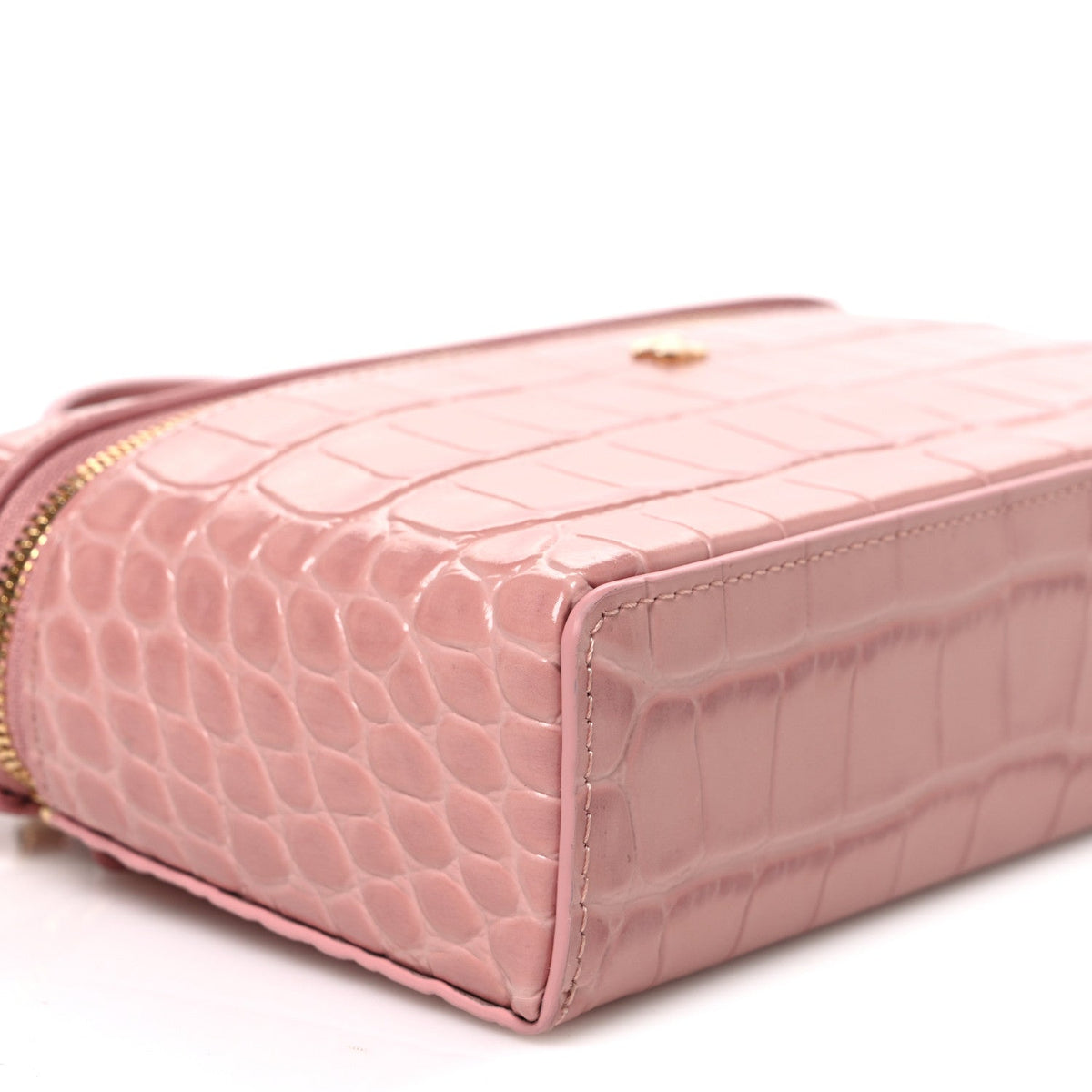 Calfskin Crocodile Embossed Crococo Exoticoco Vanity With Chain Light Pink