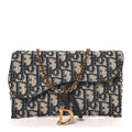 Oblique Saddle Chain Long Wallet Blue
