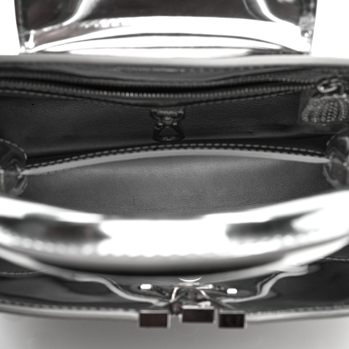 LV X YK Metallic Taurillon Brass Metal Dots Capucines BB Silver