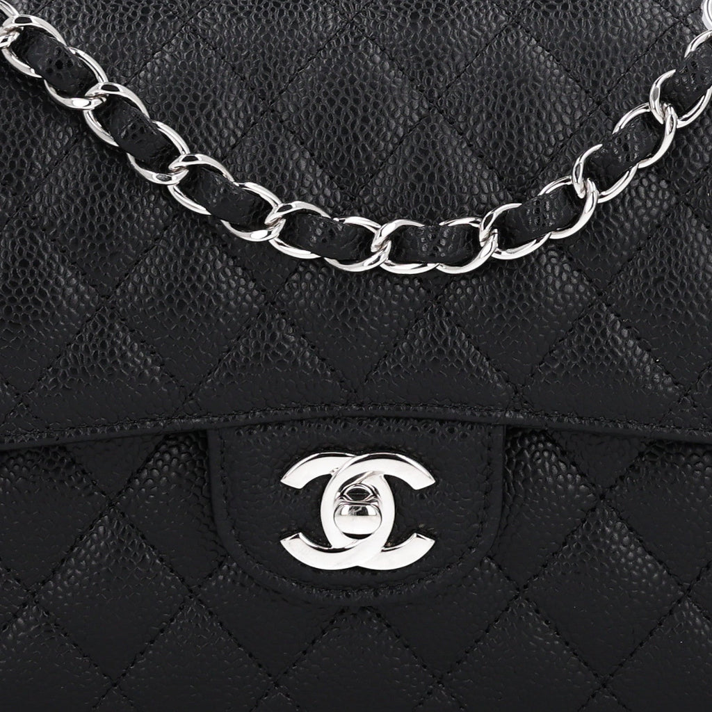 Caviar Quilted Small Double Flap Black