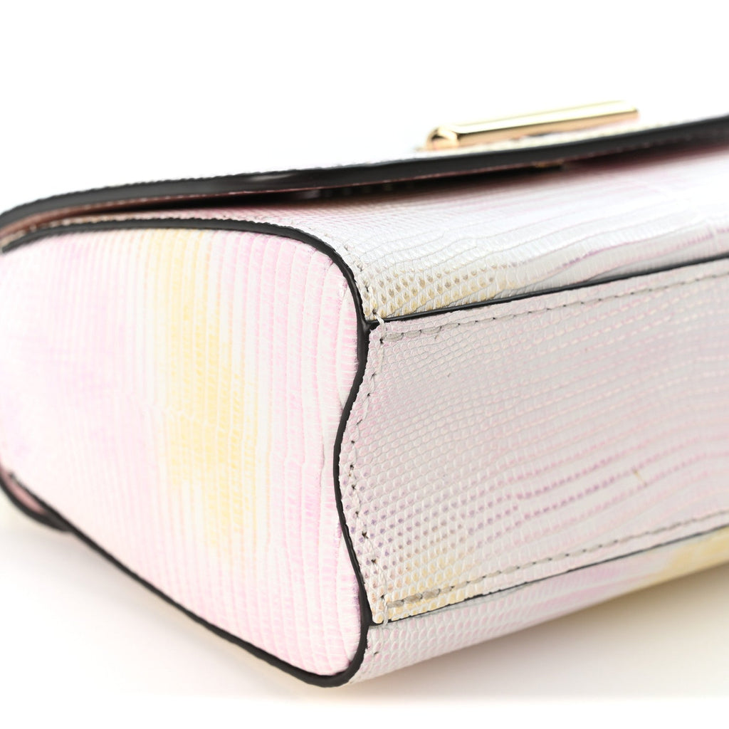 Iridescent Lizard Mini Twist Shoulder Bag Pastel Mirage