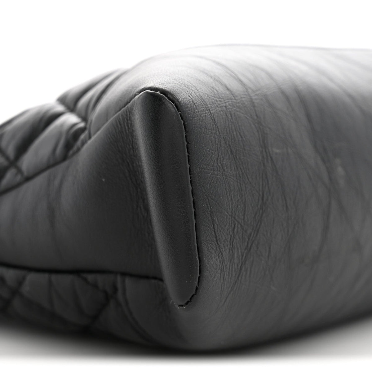 Aged Calfskin Quilted Mini 31 Shopping Bag Black