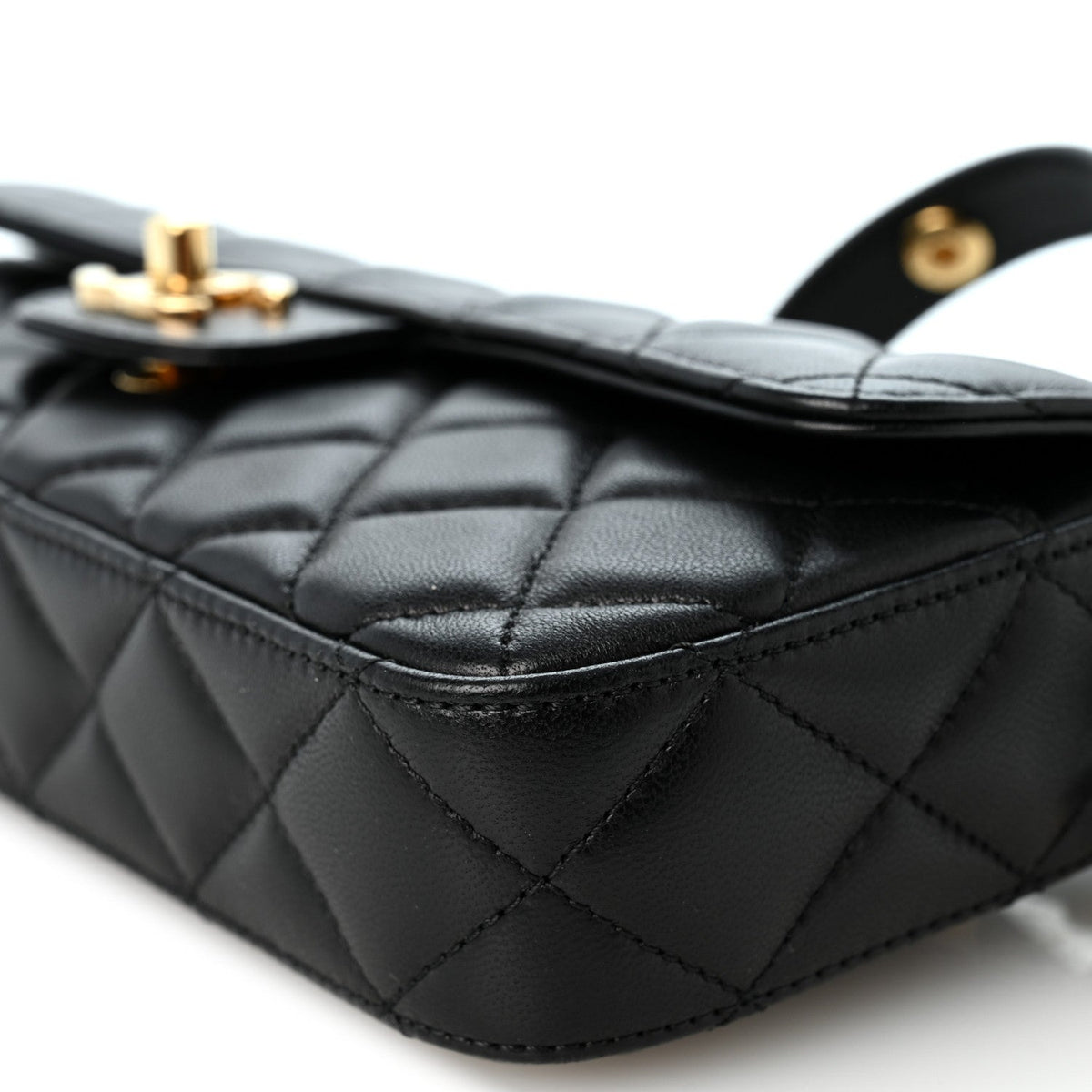 Lambskin Quilted Flap Bag Black