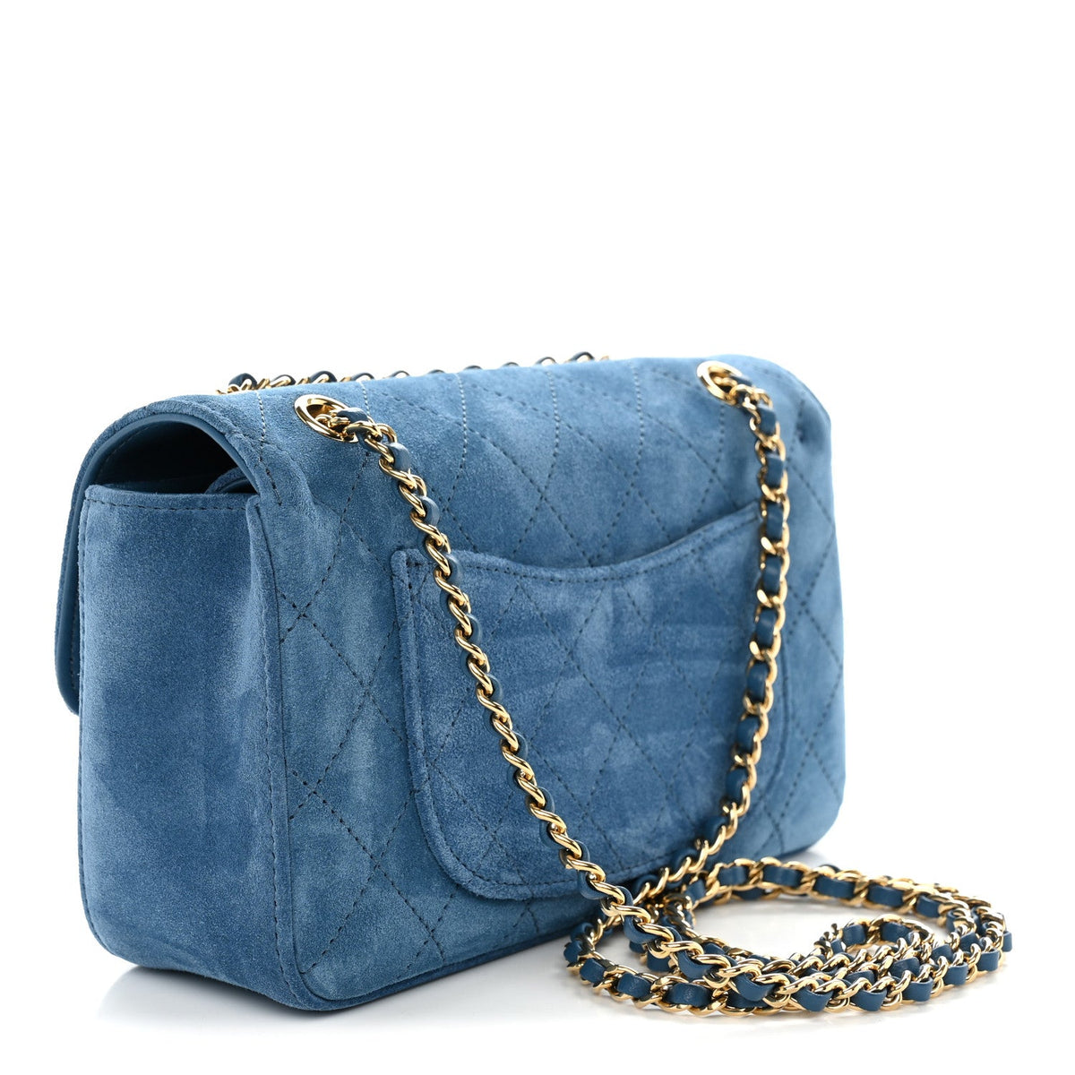 Suede Calfskin Mini Souplissimo Flap Blue