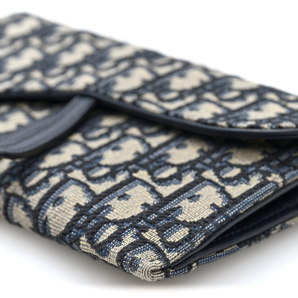 Oblique Saddle Chain Long Wallet Blue