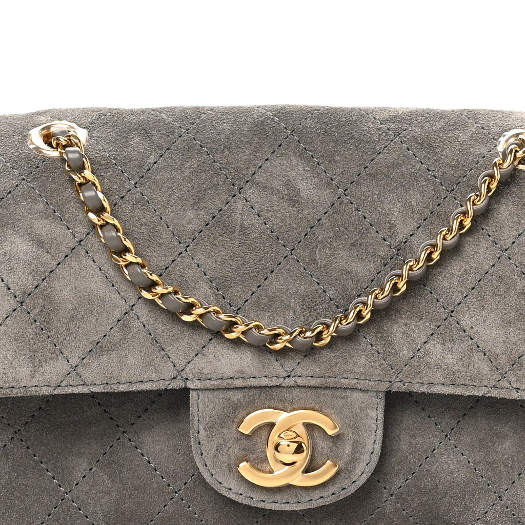 Suede Calfskin Mini Souplissimo Flap Dark Grey