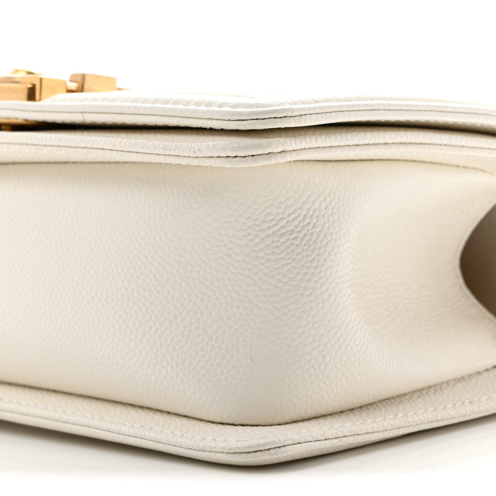 Caviar Quilted Small Boy Flap White