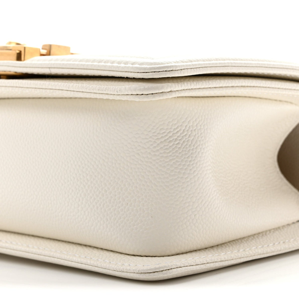 Caviar Quilted Small Boy Flap White