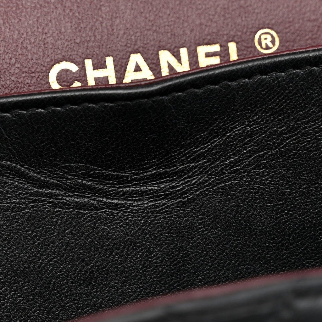 Lambskin Quilted Medium Double Flap Black