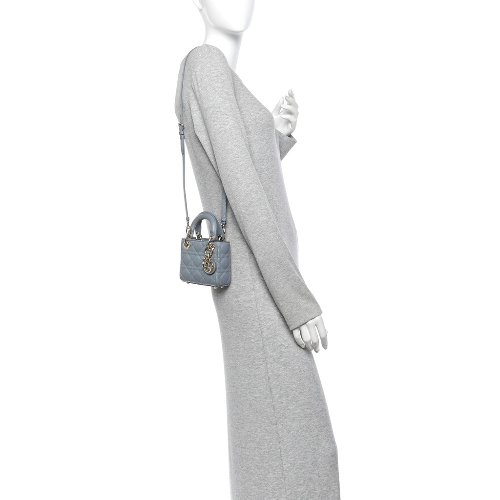 Lambskin Cannage Micro Lady Dior Cloud Blue