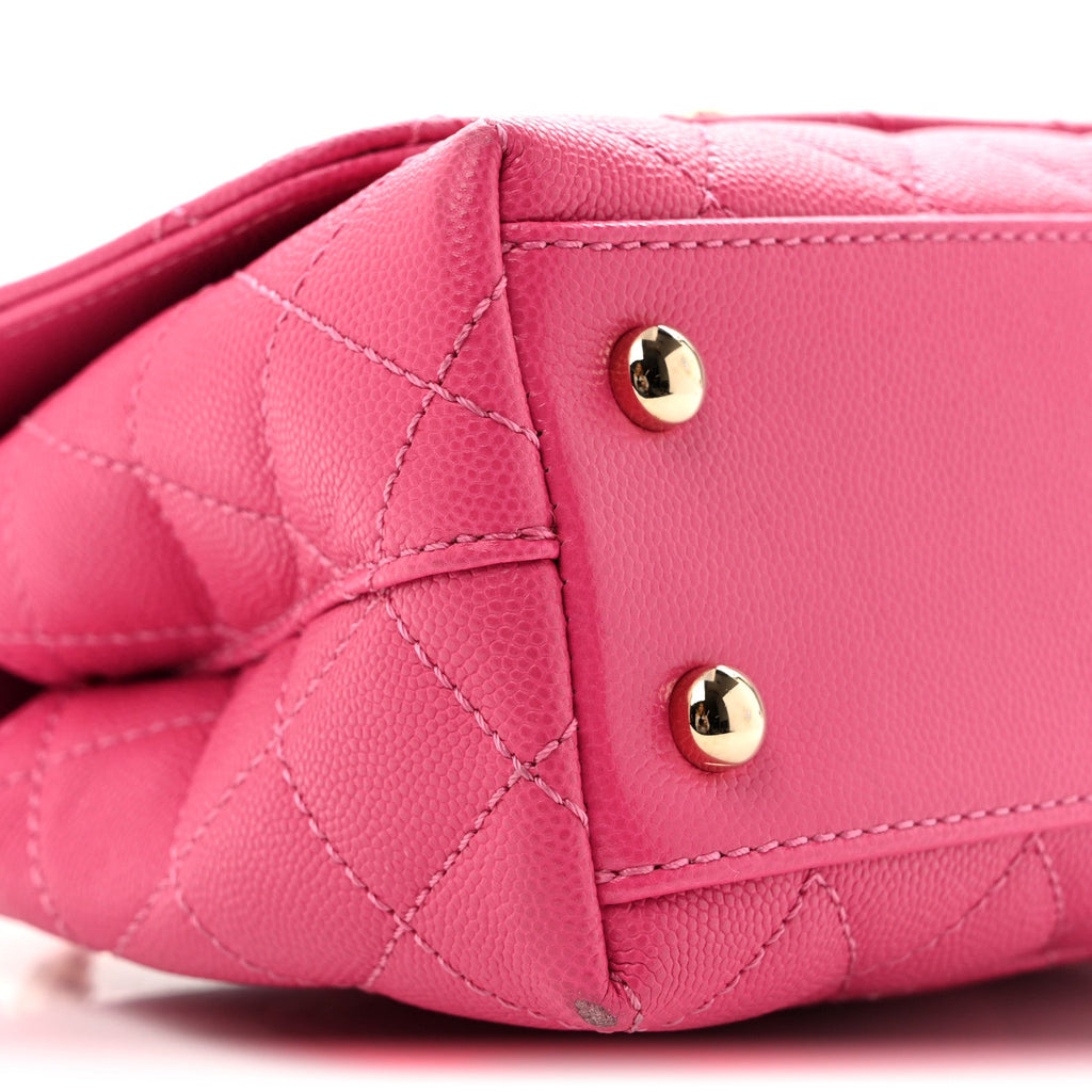 Caviar Quilted Lizard Embossed Extra Mini Coco Handle Flap Pink