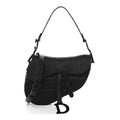 Calfskin Embossed Oblique Saddle Bag With Strap Black