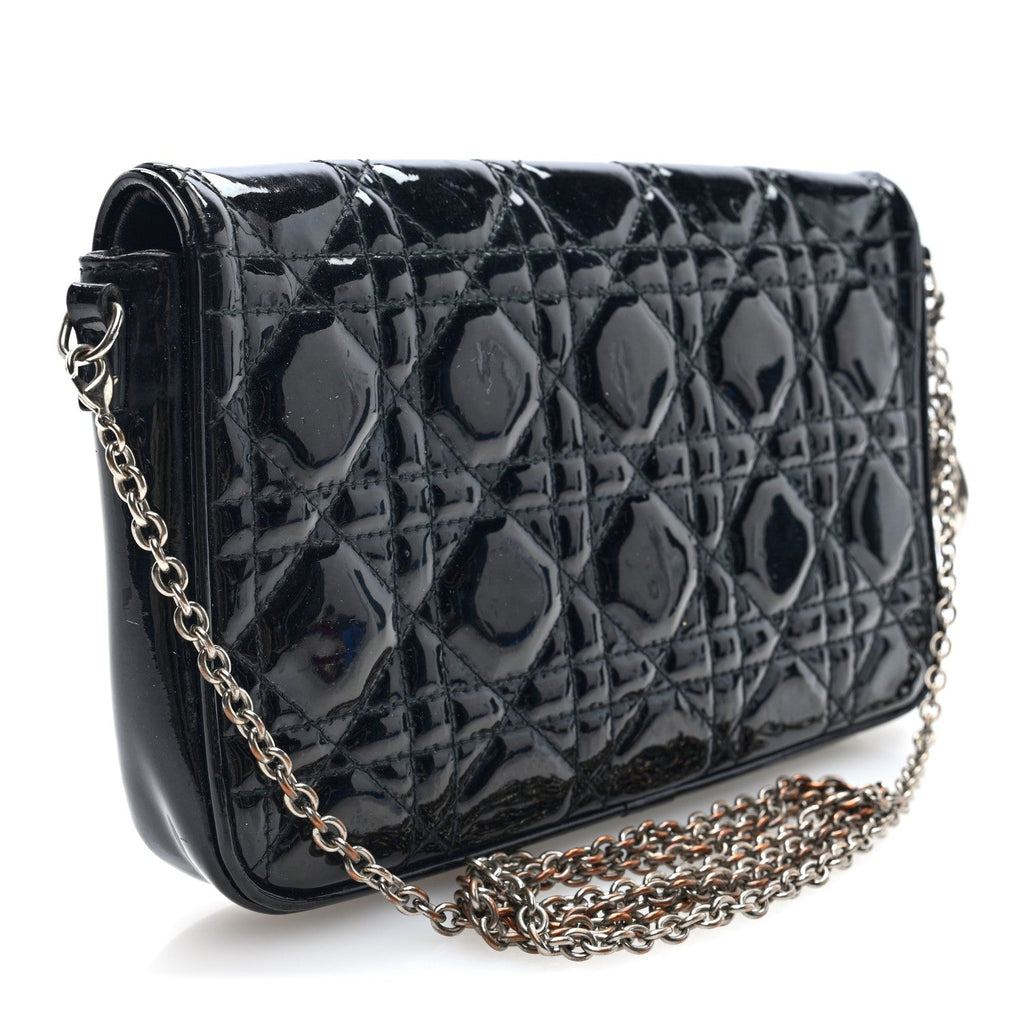 Patent Cannage Wallet on Chain Pouch Black