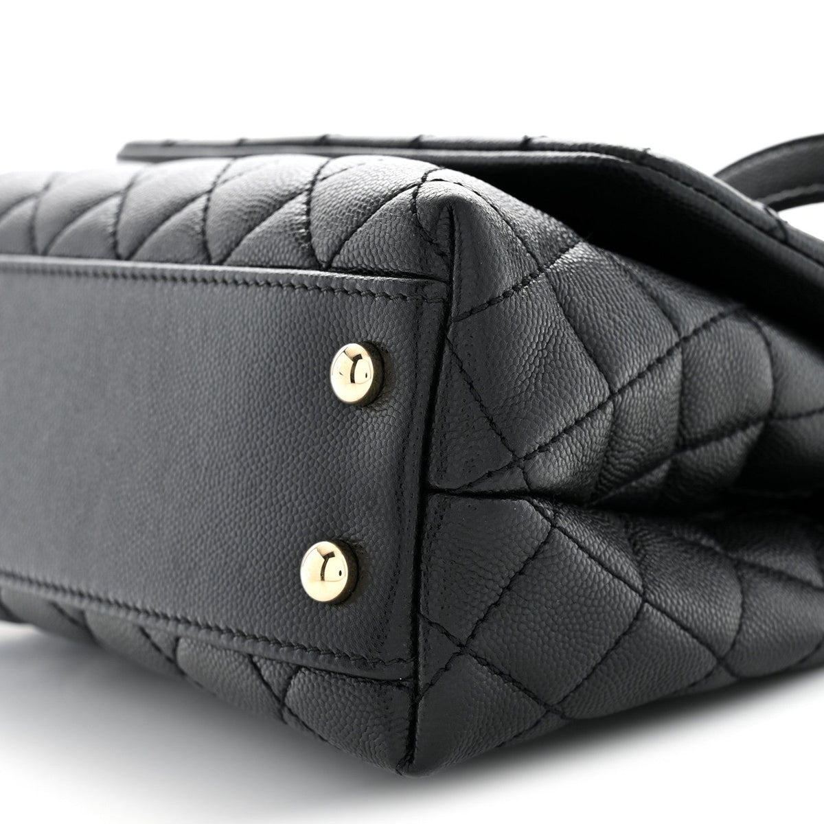Caviar Quilted Mini Coco Handle Flap Black