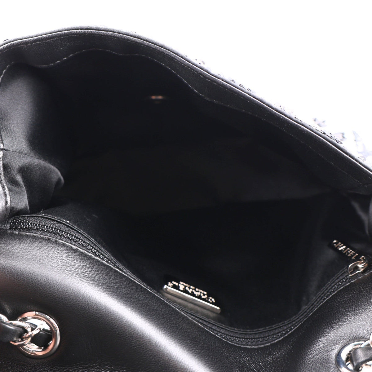 Sequin Medium Single Flap Silver Black