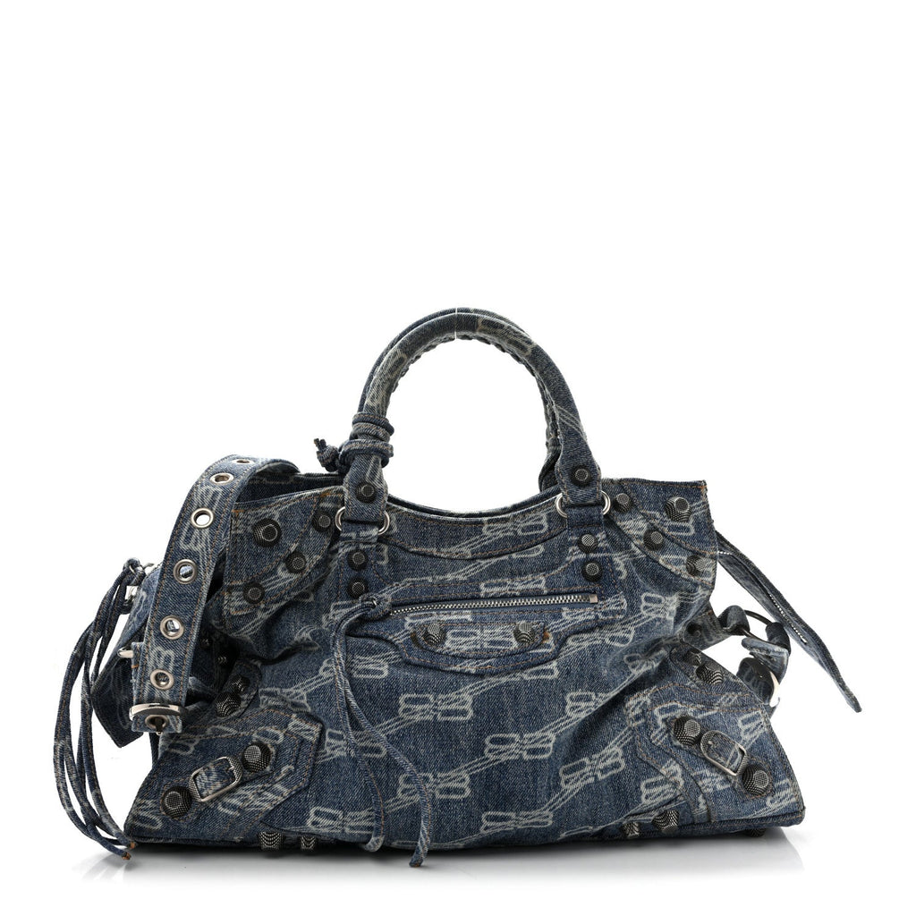 Denim BB Monogram Neo Cagole City Handbag Blue