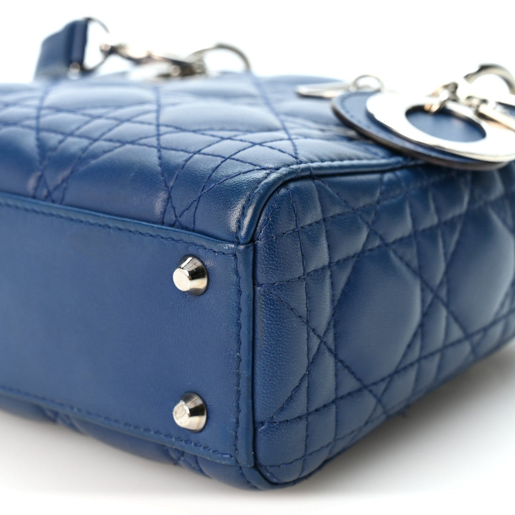 Lambskin Cannage Mini Lady Dior Navy Blue