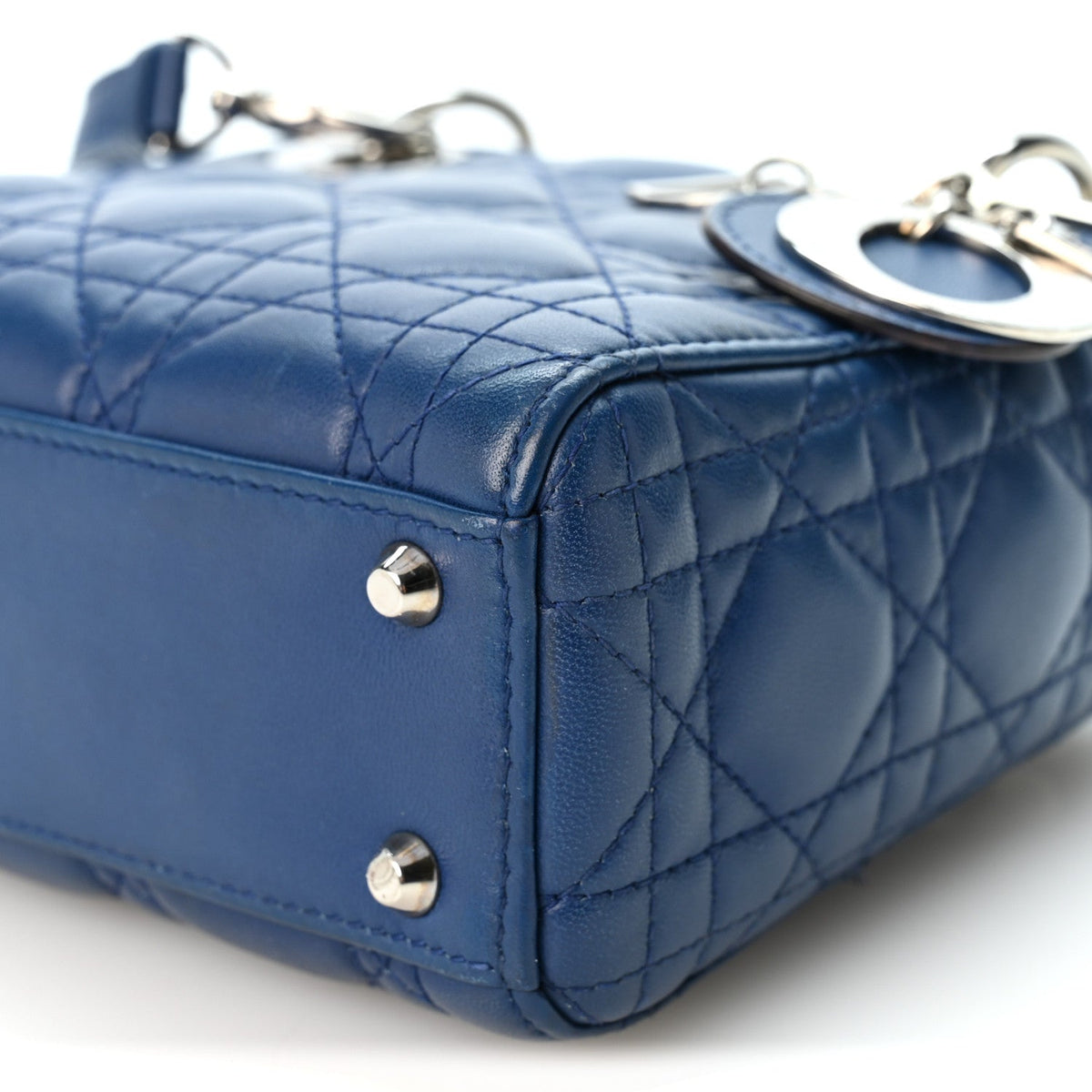 Lambskin Cannage Mini Lady Dior Navy Blue
